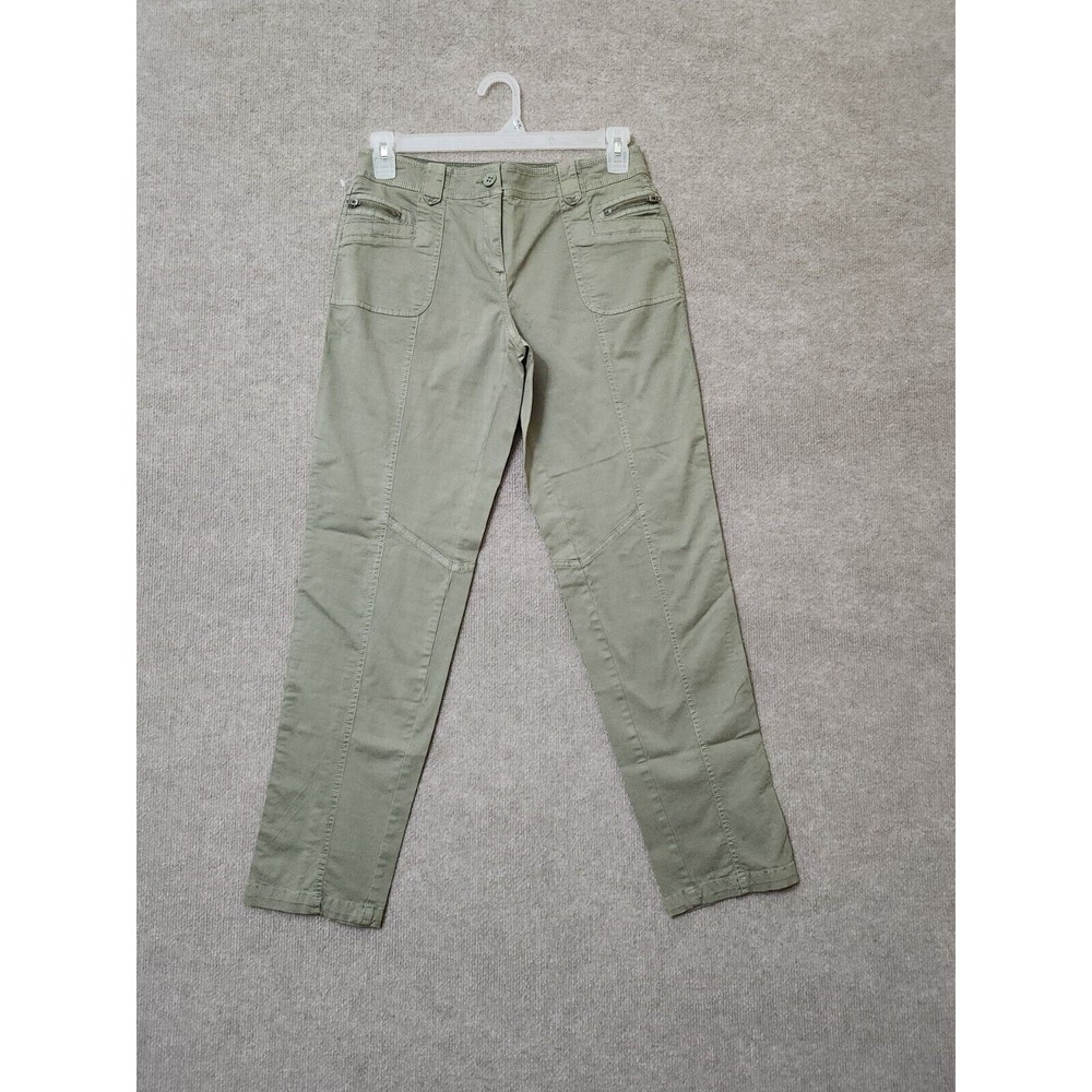 Chicos So Slimming Pants Womens 0 US S Army Green Zip Straight Leg Cotton Stretc